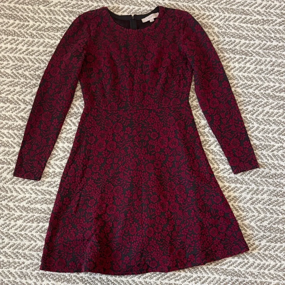 Loft Dress- red and charcoal Dress - Picture 1 of 6
